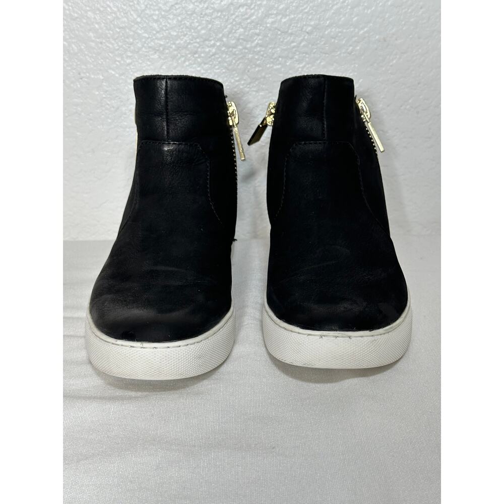 Kenneth Cole Kiera Black Suede Hi-Top Gold Zip Sneakers